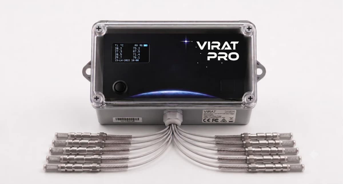 Virat Pro sixteen-channel data logger with temperature and humidity probes